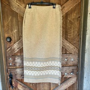 LIZSPORT Vintage Tan Wool Tassel Pencil Skirt Sz 8